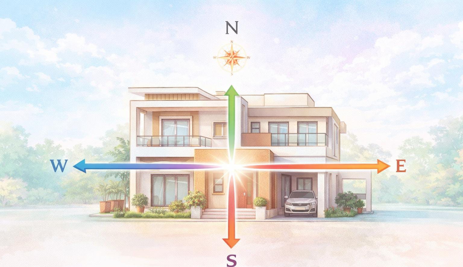 North-facing house Vastu layout showing correct entrance, room placement, and energy flow for prosperity.