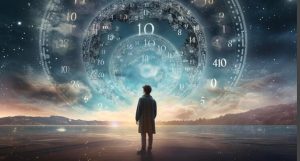 Infographic explaining February as numerology month 2 (balance, feelings) combined with 2026 Universal Year 1, creating a Personal 3 month (expression, choices).