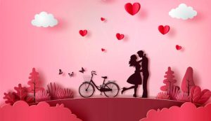 Side-by-side illustration of two palms (one left, one right) held close, with key love lines highlighted: Heart Line, Marriage Lines, and Affection Marks.