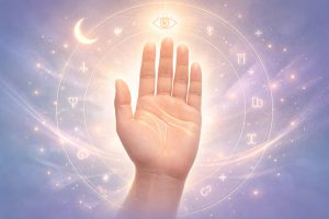 Diagram labeling the three major lines (Heart, Head, Life) as generally permanent, and minor lines (stress, travel, influence) as more susceptible to change from habits like phone use.