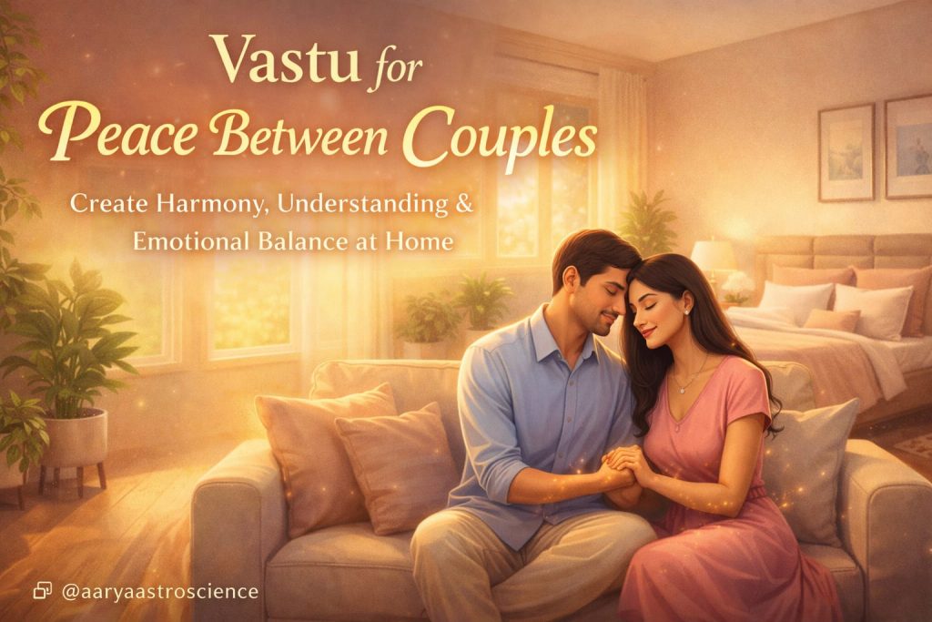 Vastu floor plan highlighting 4 critical zones for couple harmony: Southwest (stability), Northeast (positive energy), Bedroom (intimacy), and Kitchen (nourishment).