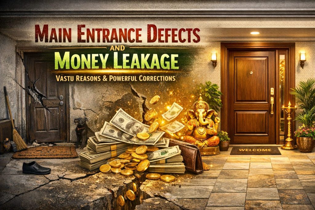 Main entrance Vastu defects causing money leakage and financial loss with remedies by Aarya Astro Science