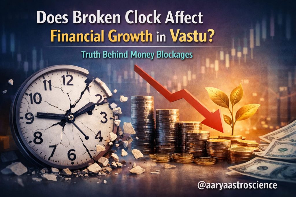 Broken clock Vastu defect affecting financial growth and money blockage by Aarya Astro Science