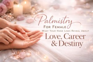 Palmistry for female showing hand lines for love career and destiny analysis by Aarya Astro Science