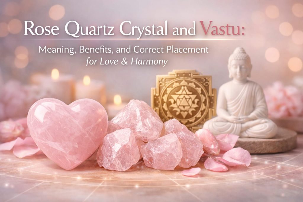 Rose quartz crystal Vastu placement for love harmony and positive relationship energy by Aarya Astro Science