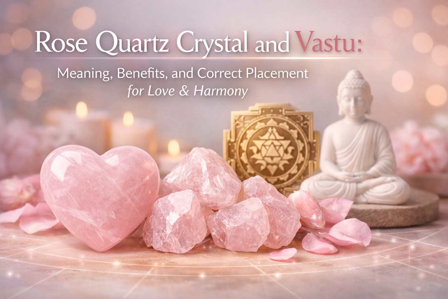 Rose quartz crystal Vastu placement for love harmony and positive relationship energy by Aarya Astro Science