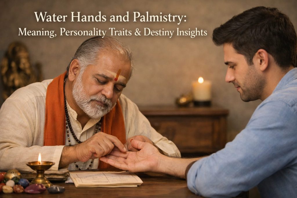 Water hand in palmistry showing long fingers and emotional personality traits by Aarya Astro Science