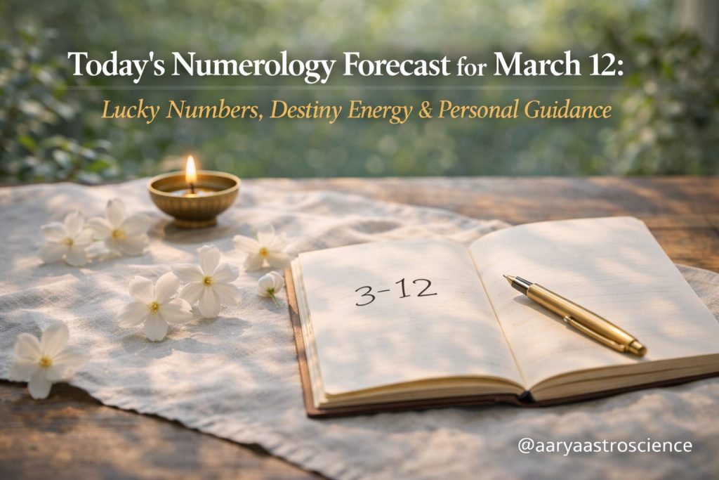 daily numerology prediction for March 12 with lucky numbers and life energy insights by Aarya Astro Science
