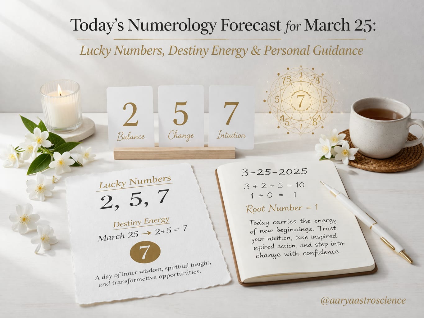 March 25 numerology reading with lucky numbers and daily energy insights by Aarya Astro Science