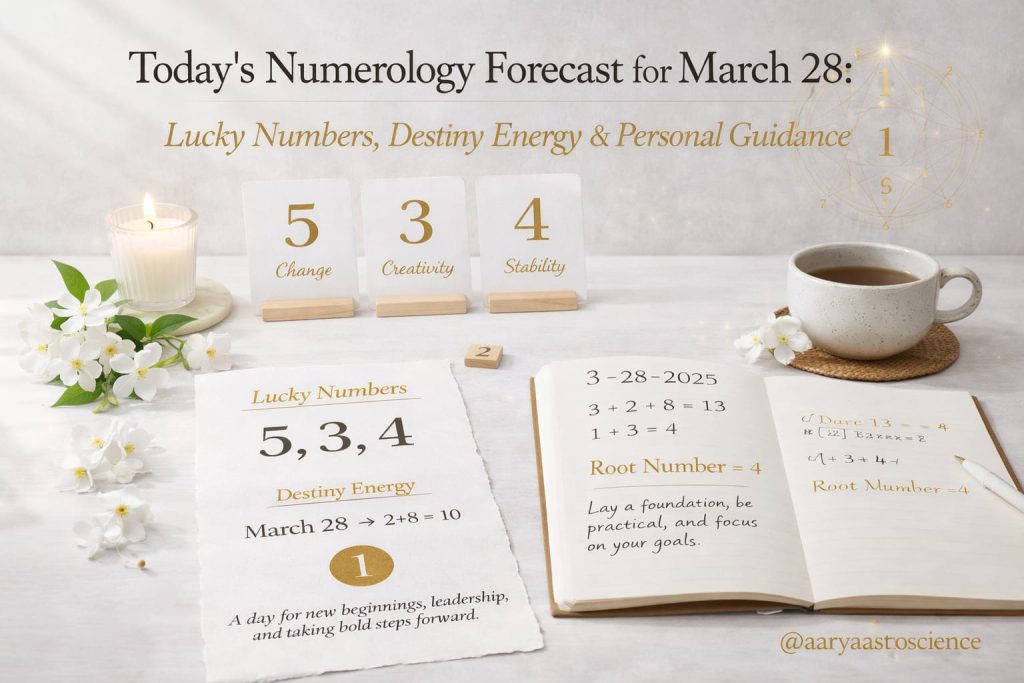 March 28 numerology prediction with lucky numbers and daily energy guidance by Aarya Astro Science
