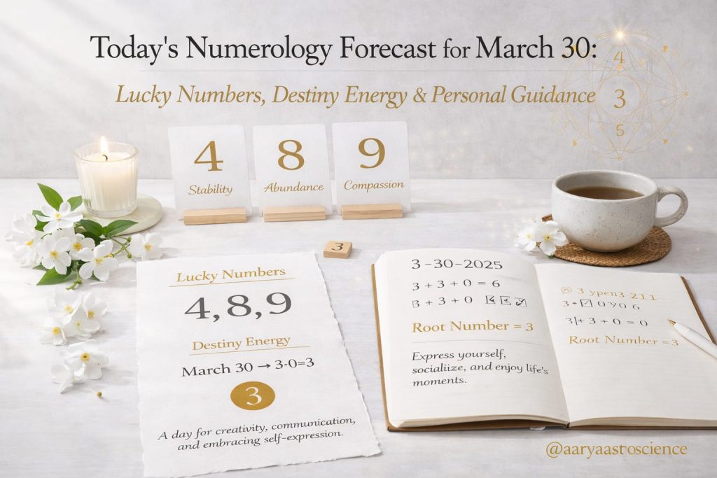 March 30 numerology forecast with lucky numbers and daily life energy insights by Aarya Astro Science