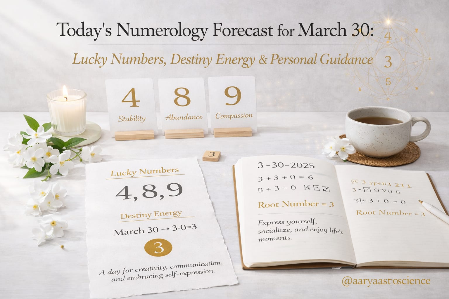 March 30 numerology forecast with lucky numbers and daily life energy insights by Aarya Astro Science