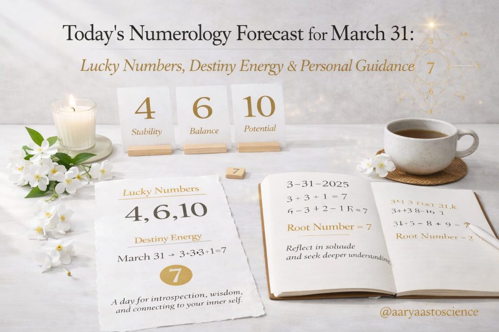 March 31 numerology forecast with lucky numbers and daily life guidance by Aarya Astro Science