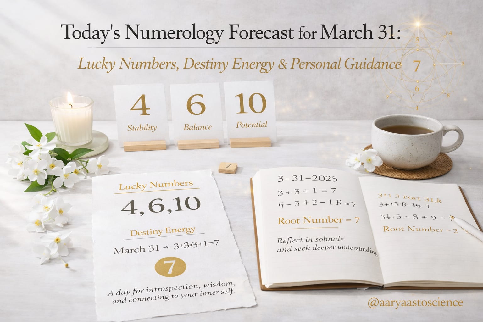 March 31 numerology forecast with lucky numbers and daily life guidance by Aarya Astro Science