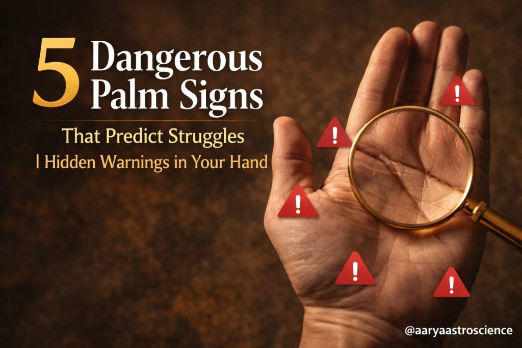 dangerous palm signs showing struggle and hidden warnings in hand lines by Aarya Astro Science