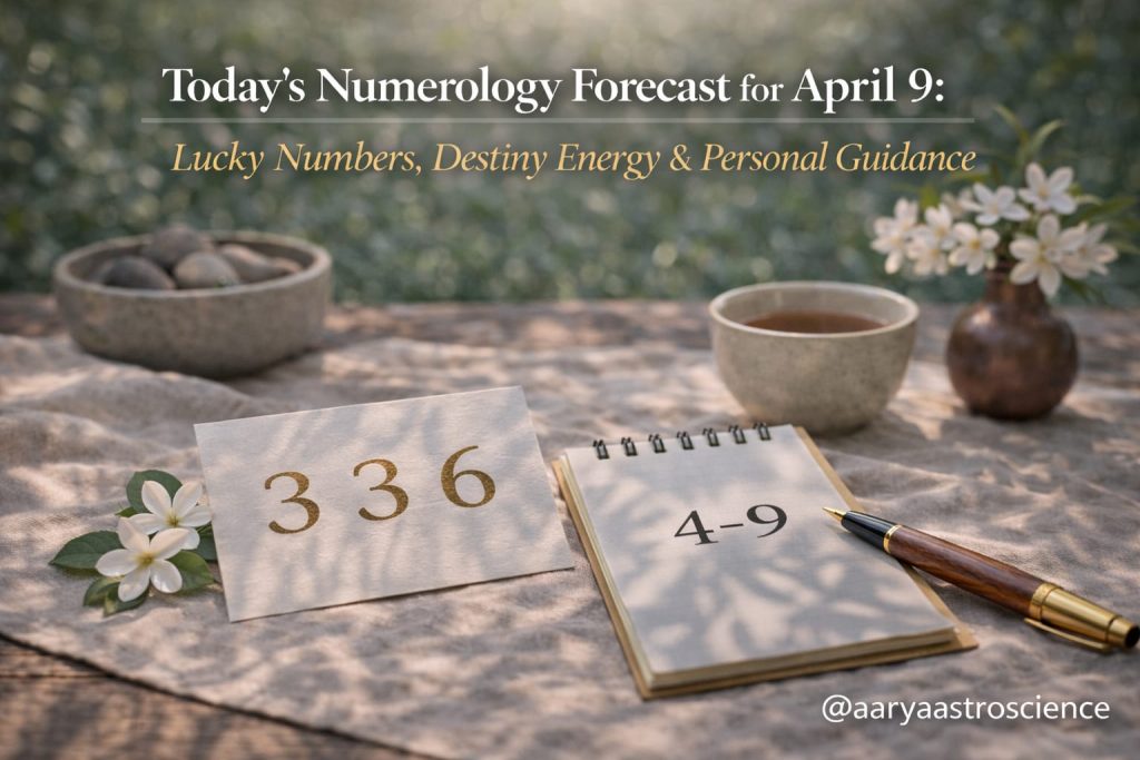April 9 numerology forecast with lucky numbers and daily completion energy insights by Aarya Astro Science